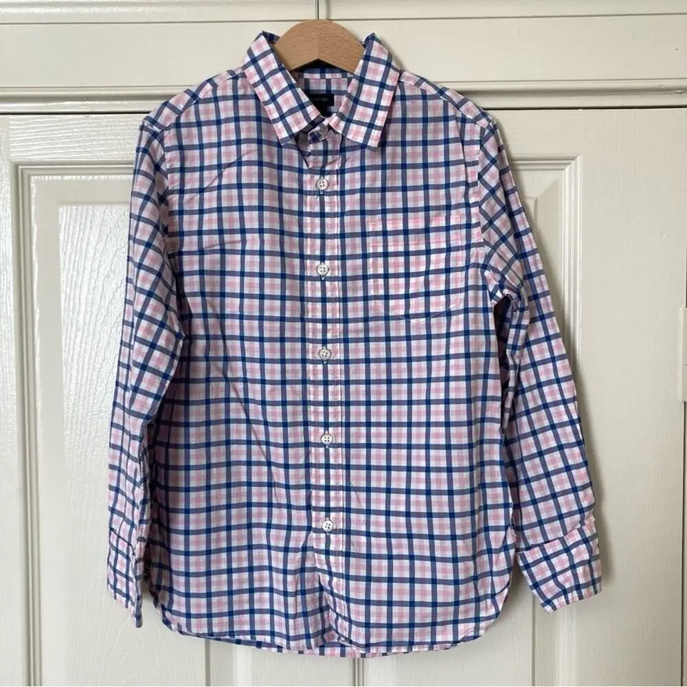 Crewcuts Kids Plaid Button Down Shirt in Blue and Pink Boys Size 8